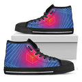 Blue Geometric EDM Light Print Black High Top Sneakers