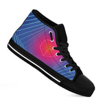 Blue Geometric EDM Light Print Black High Top Shoes