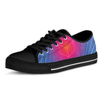 Blue Geometric EDM Light Print Black Low Top Shoes