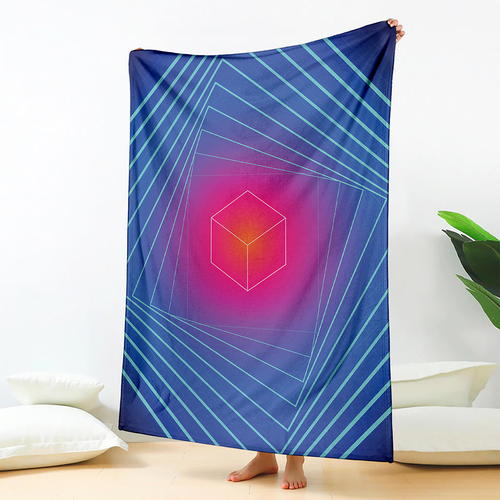 Blue Geometric EDM Light Print Blanket