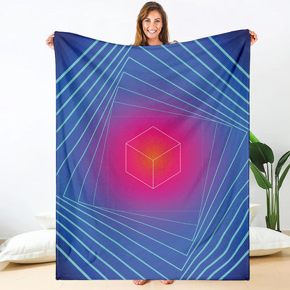 Blue Geometric EDM Light Print Blanket