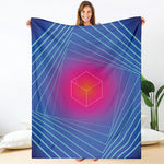 Blue Geometric EDM Light Print Blanket