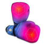 Blue Geometric EDM Light Print Boxing Gloves