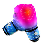 Blue Geometric EDM Light Print Boxing Gloves