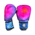 Blue Geometric EDM Light Print Boxing Gloves