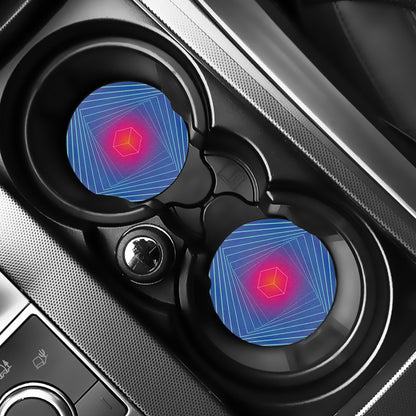Blue Geometric EDM Light Print Car Coasters