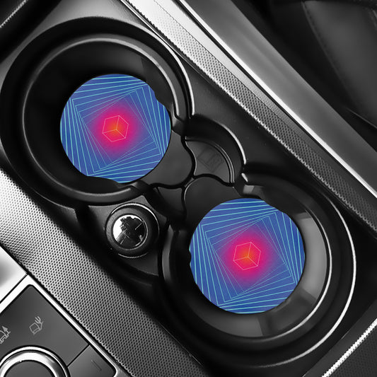 Blue Geometric EDM Light Print Car Coasters