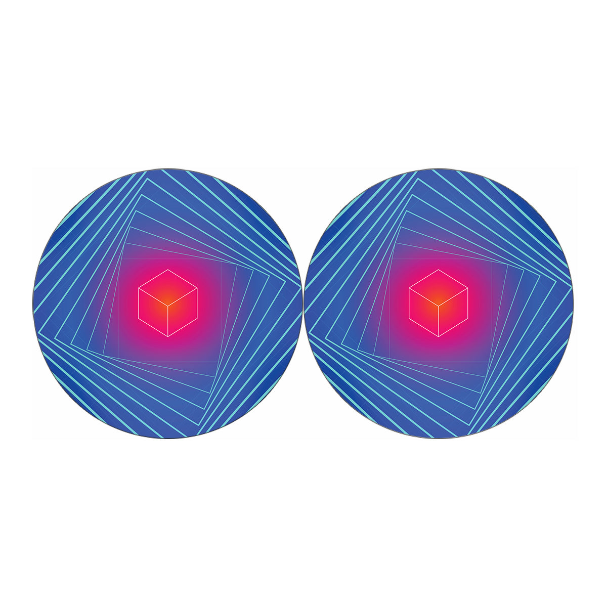 Blue Geometric EDM Light Print Car Coasters