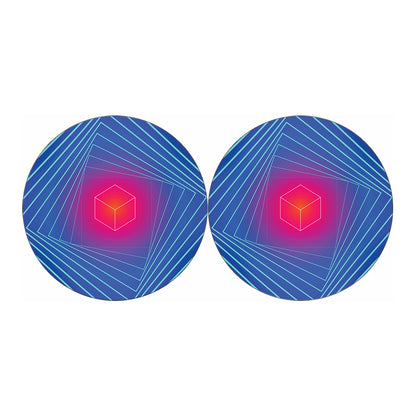 Blue Geometric EDM Light Print Car Coasters