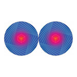 Blue Geometric EDM Light Print Car Coasters