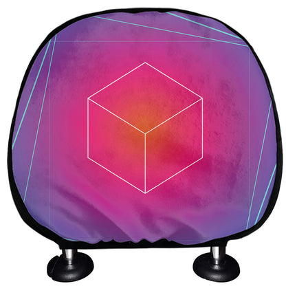 Blue Geometric EDM Light Print Car Headrest Covers