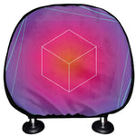 Blue Geometric EDM Light Print Car Headrest Covers