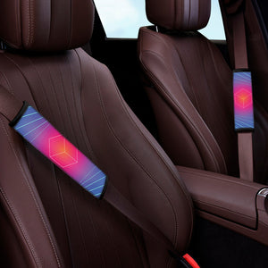 Blue Geometric EDM Light Print Car Seat Belt Covers