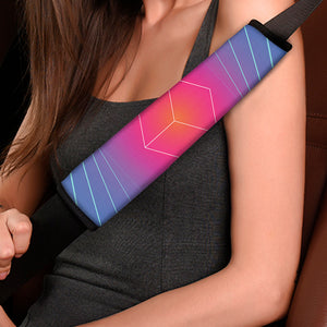 Blue Geometric EDM Light Print Car Seat Belt Covers