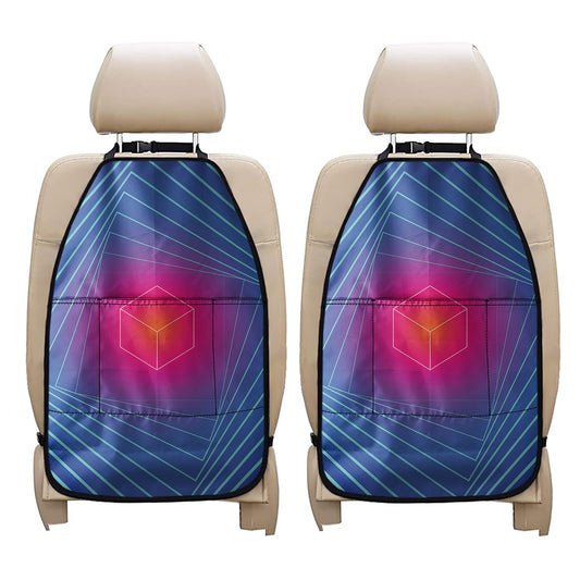 Blue Geometric EDM Light Print Car Seat Organizers