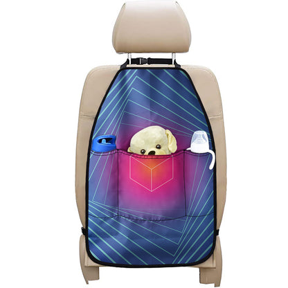 Blue Geometric EDM Light Print Car Seat Organizers