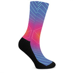 Blue Geometric EDM Light Print Crew Socks