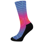 Blue Geometric EDM Light Print Crew Socks