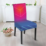 Blue Geometric EDM Light Print Dining Chair Slipcover
