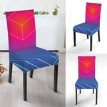 Blue Geometric EDM Light Print Dining Chair Slipcover