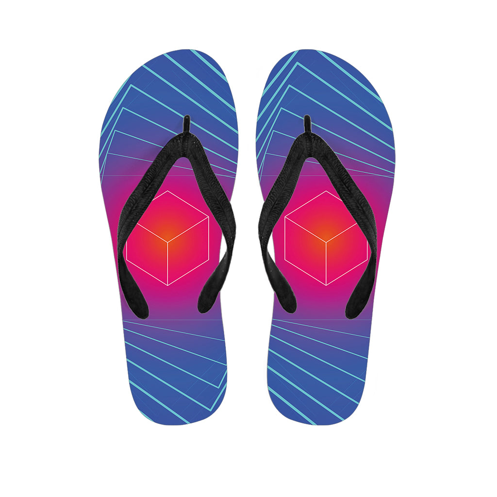 Blue Geometric EDM Light Print Flip Flops