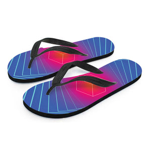 Blue Geometric EDM Light Print Flip Flops