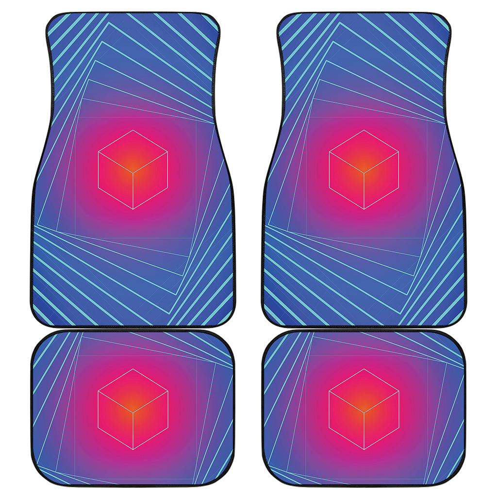 Blue Geometric EDM Light Print Front and Back Car Floor Mats