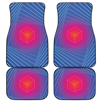 Blue Geometric EDM Light Print Front and Back Car Floor Mats