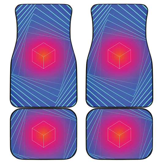 Blue Geometric EDM Light Print Front and Back Car Floor Mats