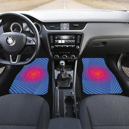 Blue Geometric EDM Light Print Front and Back Car Floor Mats