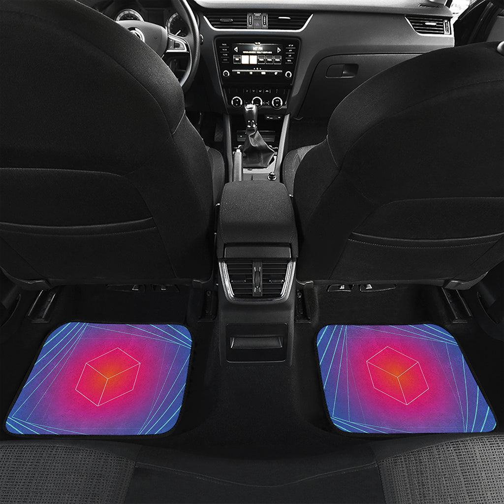 Blue Geometric EDM Light Print Front and Back Car Floor Mats