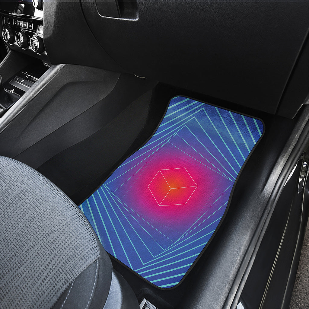 Blue Geometric EDM Light Print Front and Back Car Floor Mats