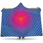 Blue Geometric EDM Light Print Hooded Blanket