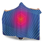 Blue Geometric EDM Light Print Hooded Blanket