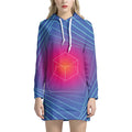 Blue Geometric EDM Light Print Pullover Hoodie Dress