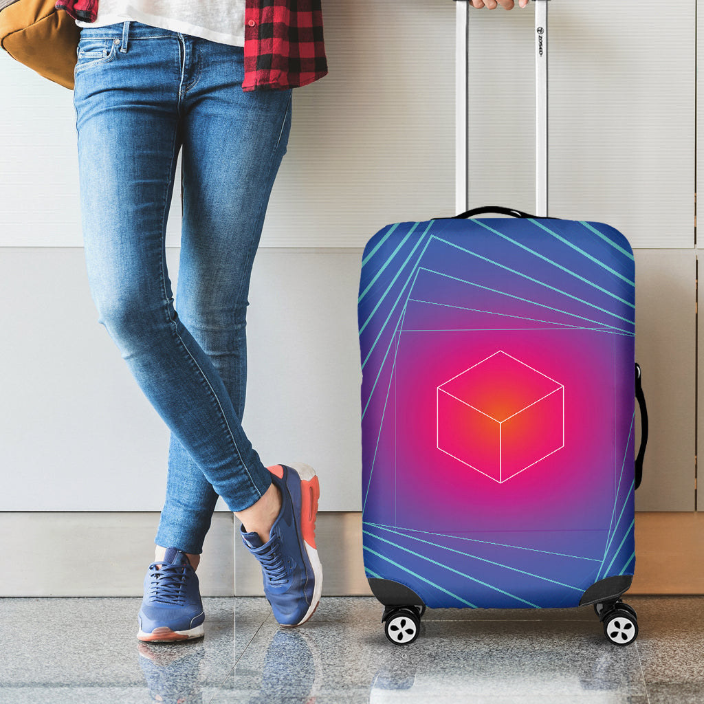 Blue Geometric EDM Light Print Luggage Cover