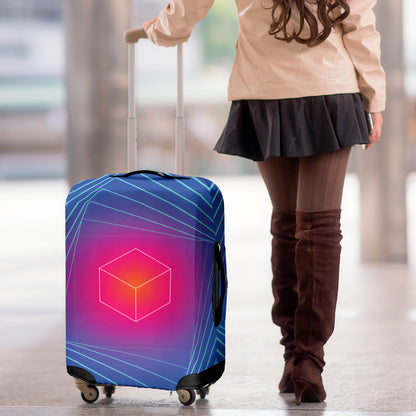 Blue Geometric EDM Light Print Luggage Cover