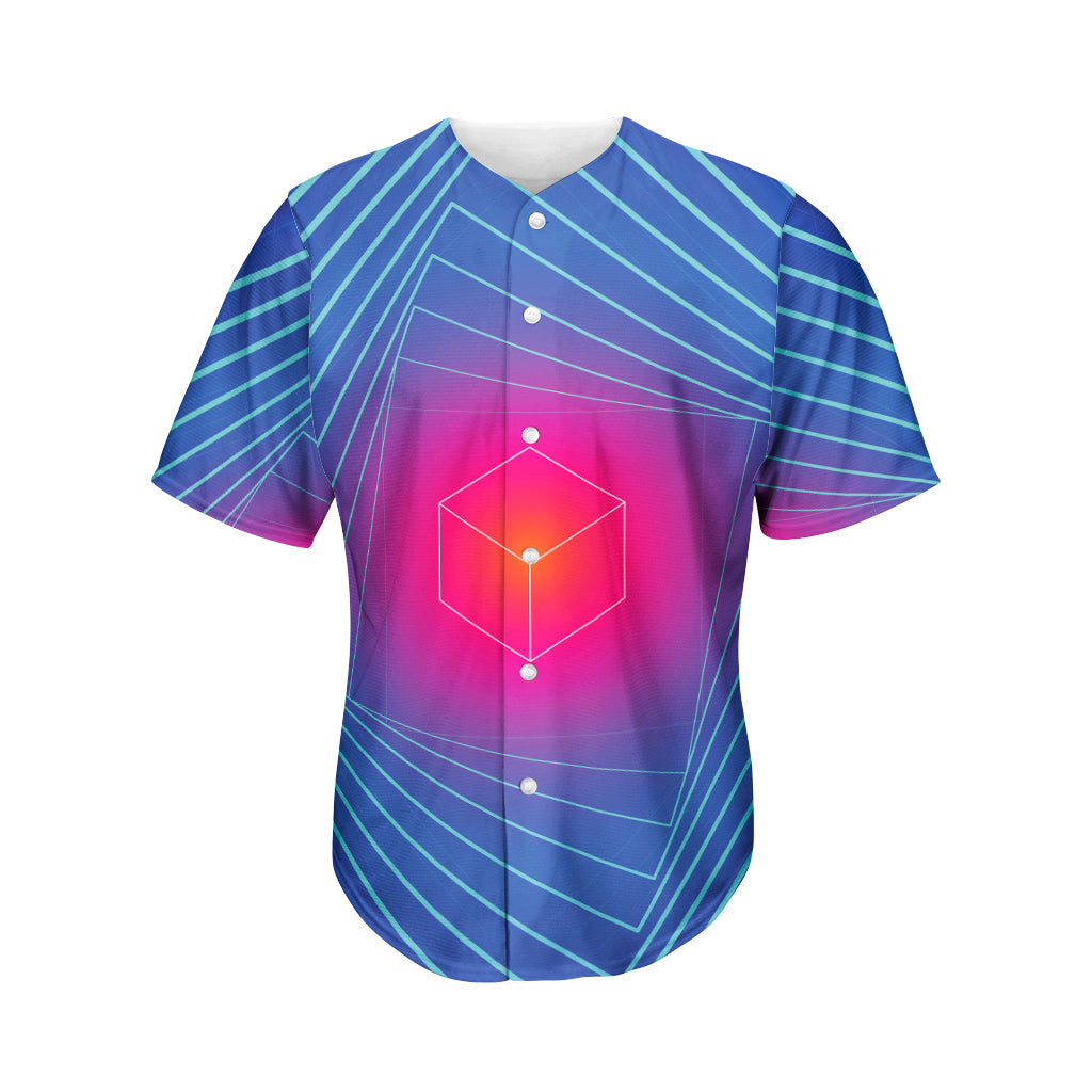 Blue Geometric EDM Light Print Men's Baseball Jersey