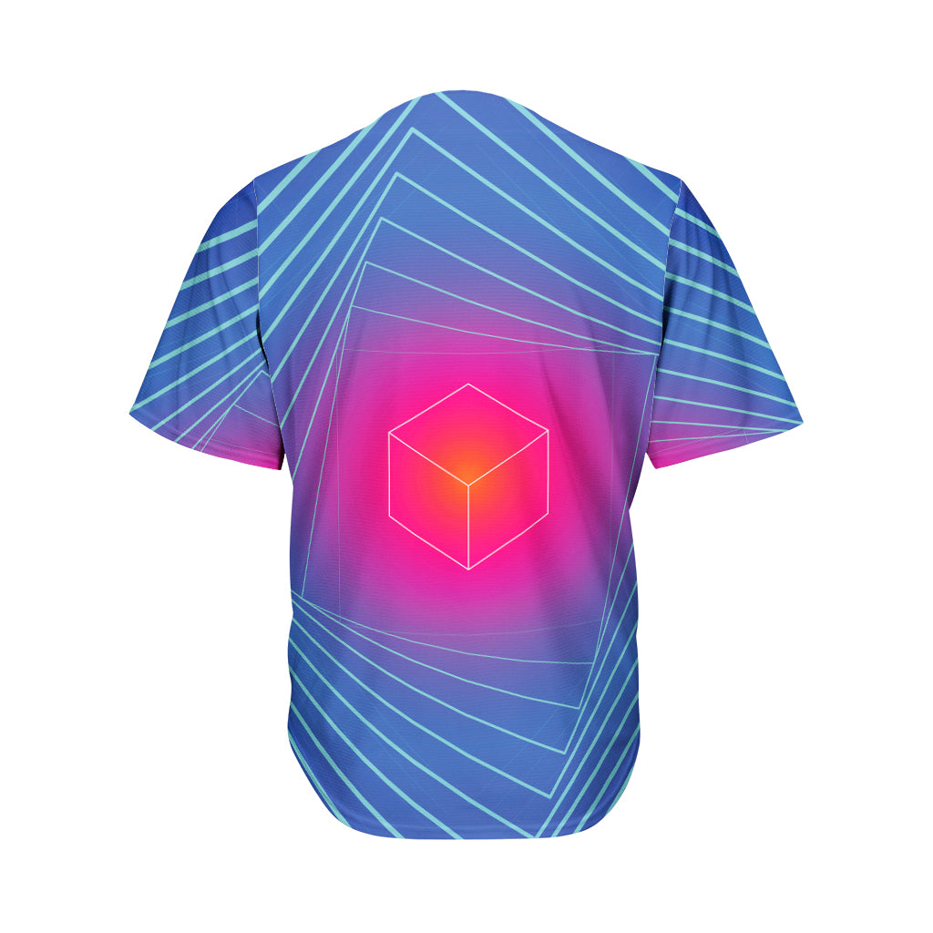 Blue Geometric EDM Light Print Men's Baseball Jersey