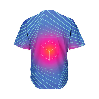 Blue Geometric EDM Light Print Men's Baseball Jersey