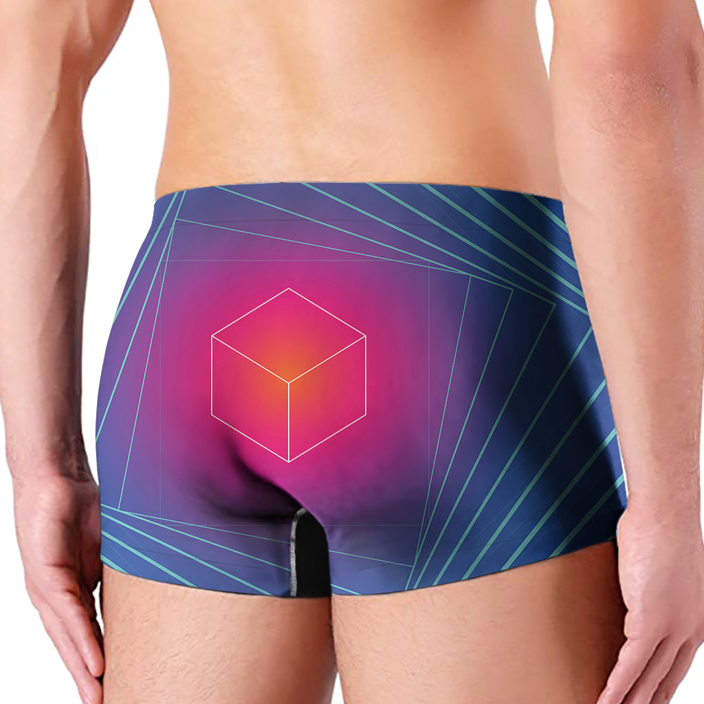 Blue Geometric EDM Light Print Men's Boxer Briefs