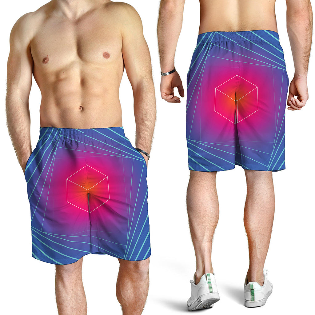 Blue Geometric EDM Light Print Men's Shorts