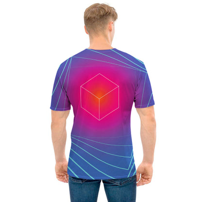 Blue Geometric EDM Light Print Men's T-Shirt