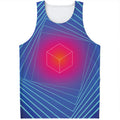 Blue Geometric EDM Light Print Men's Tank Top