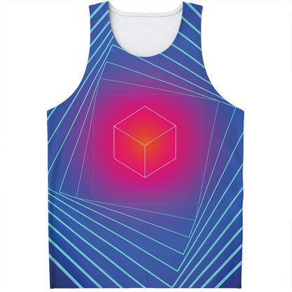 Blue Geometric EDM Light Print Men's Tank Top