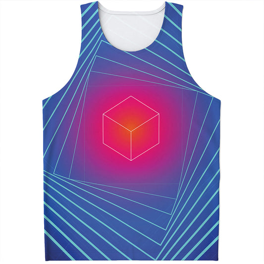 Blue Geometric EDM Light Print Men's Tank Top