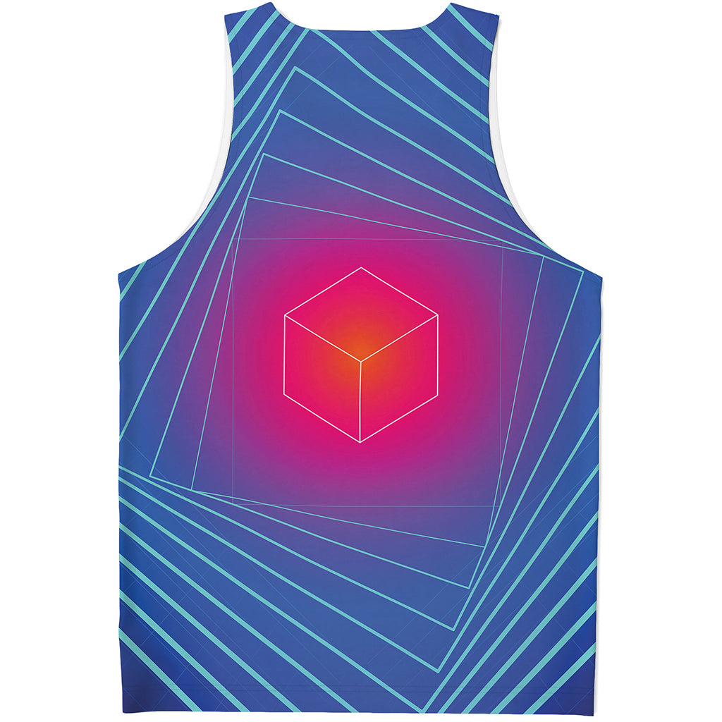Blue Geometric EDM Light Print Men's Tank Top