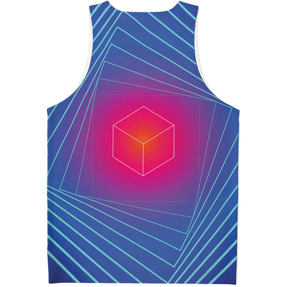 Blue Geometric EDM Light Print Men's Tank Top