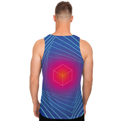 Blue Geometric EDM Light Print Men's Tank Top