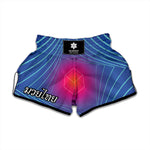 Blue Geometric EDM Light Print Muay Thai Boxing Shorts